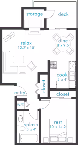 1 Bed 1 Bath G24 floor plan